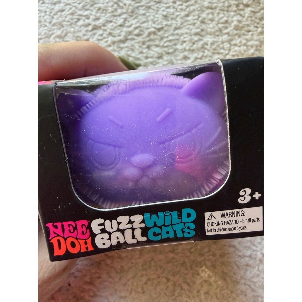 Schylling NeeDoh Fuzz Ball Wild Cats Purple Velvet Squeeze Fidget Stress Toy NEW